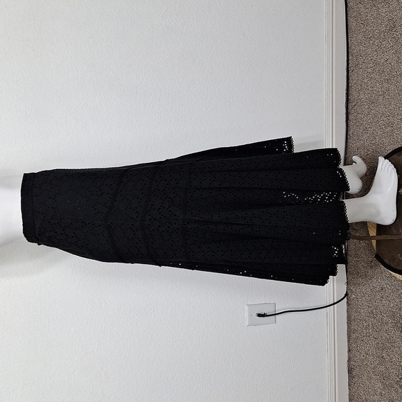 Coldwater Creek Black Eyelet Whimsigoth Witchy Romantic Goth A-Line Maxi Skirt L - Picture 4 of 10